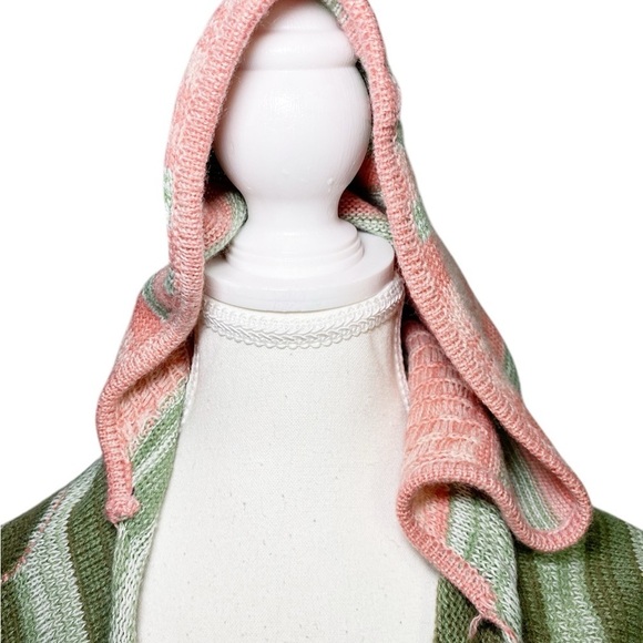 Striped Green and Pink Women's Sweater - Picture 4 of 13